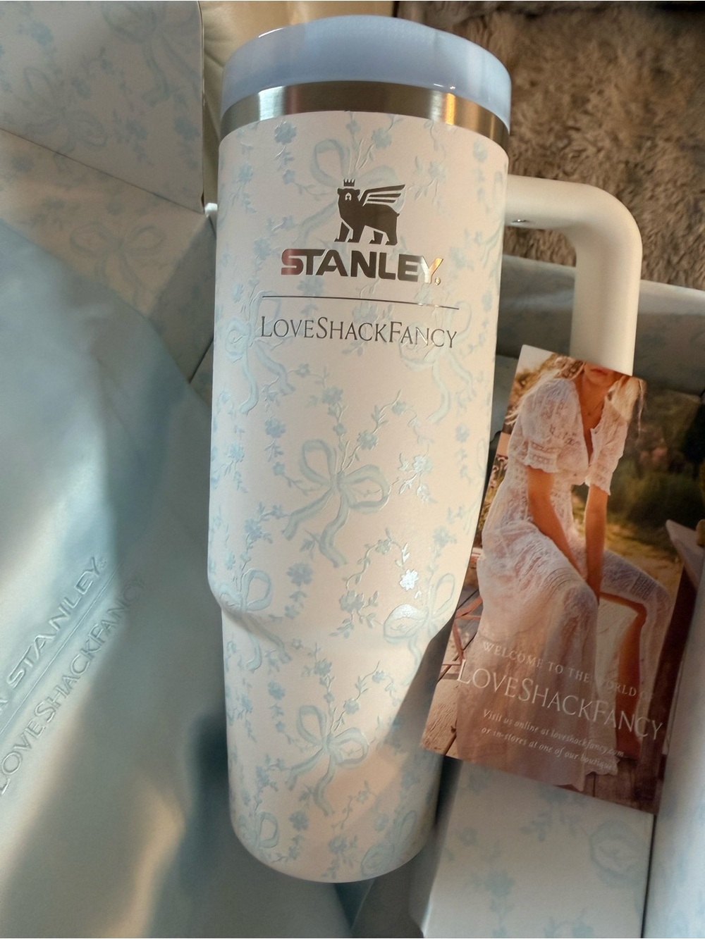 Stanley Travel Mug in Pale Blue & White Floral